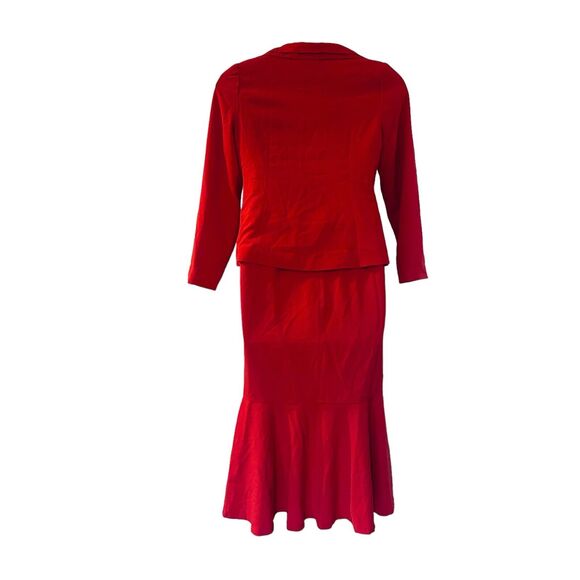 Monroe & Main Ruffle Collar Trumpet Skirt Set Office Cocktail Brunch Church Suit - Picture 6 of 16